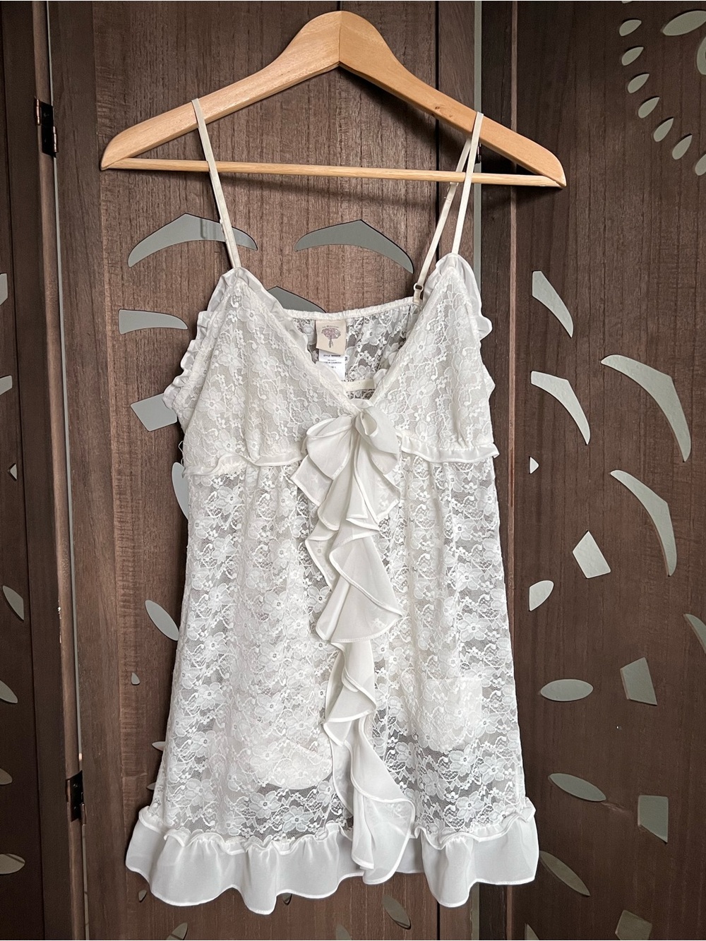 In Bloom Lace Ivory Chemise Large Bridal Lingerie Ruffle Coquette sheer babydoll